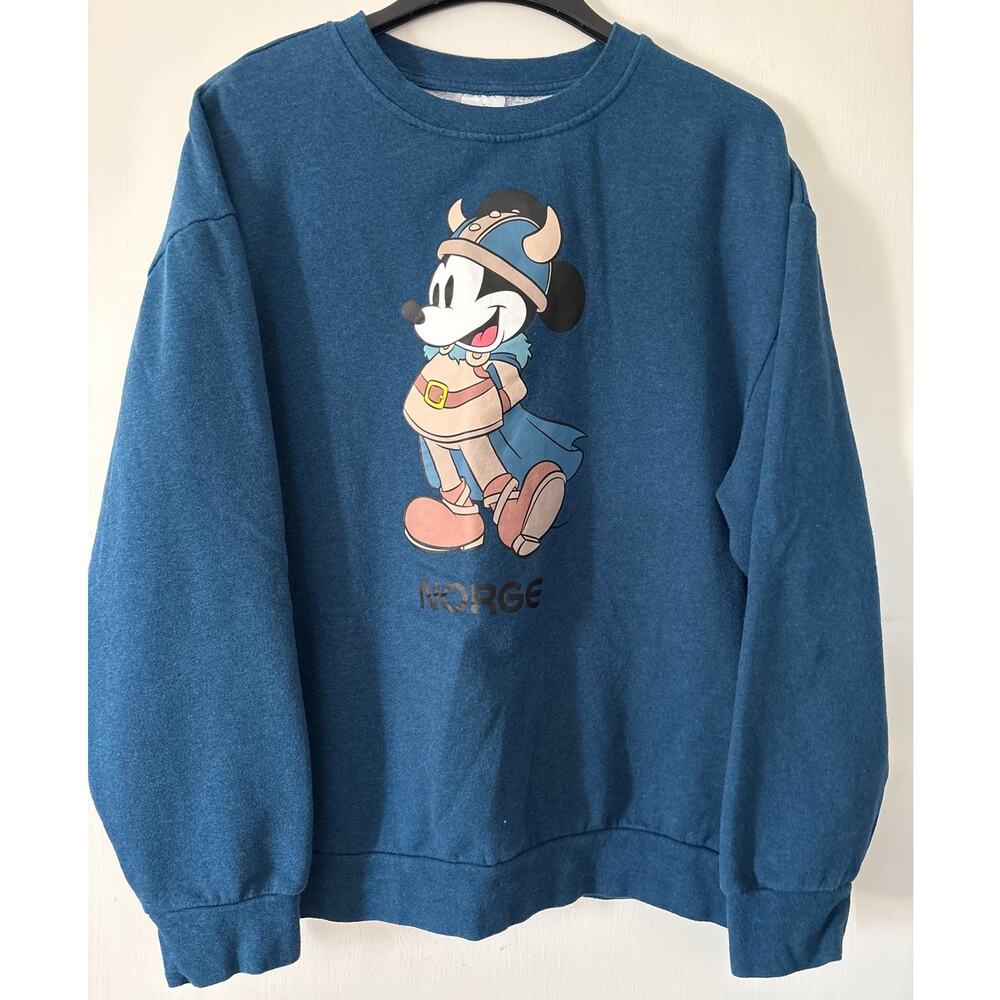 Disney Epcot World Showcase 2025 Norway Norge Sweatshirt Blue Mickey Mouse Large